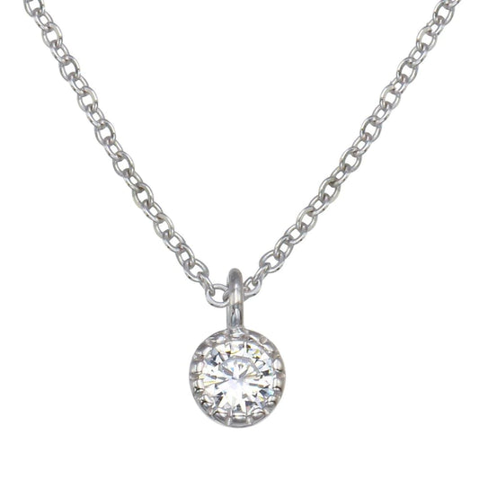 Sterling Silver Plated Single CZ Necklace