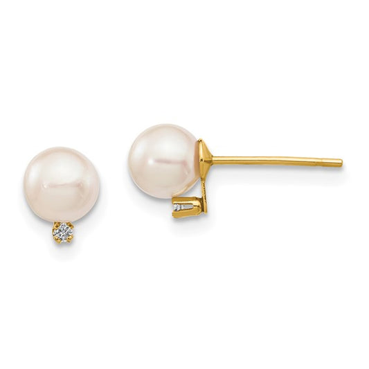 Saltwater Akoya Pearl & Diamond Post Earrings